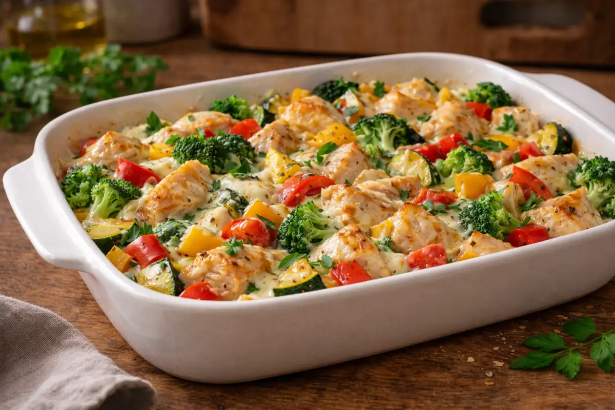 Dietetyczna zapiekanka z kurczakiem i warzywami – prosty przepis