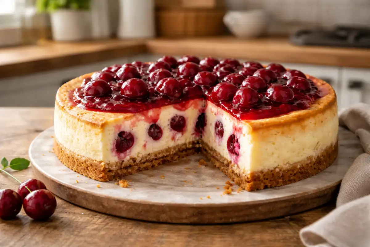 Sernik z wiśniami – wilgotny i lekko kwaśny, idealny do kawy