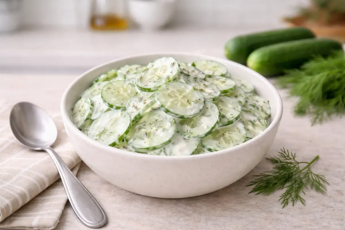 Surówka z ogórka i śmietany – szybki przepis do obiadu