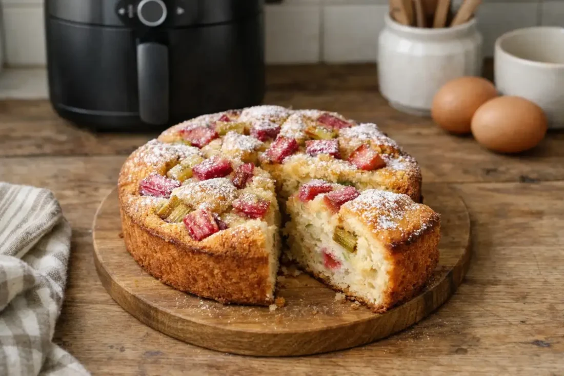 Ciasto z rabarbarem z airfryer – prosty przepis na puszysty domowy wypiek