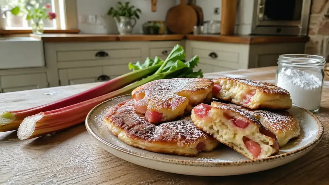 Drożdżowe racuchy z rabarbarem – puszysty przepis na domowy podwieczorek