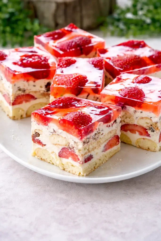 Kostka truskawkowa – prosty przepis na lekkie ciasto bez pieczenia