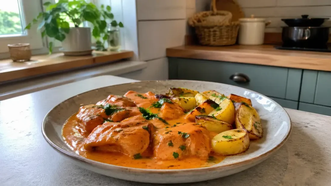 Kurczak w sosie z pieczonej papryki i mascarpone – prosty przepis na pełny obiad