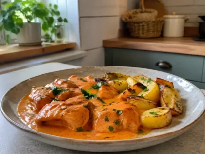 Kurczak w sosie z pieczonej papryki i mascarpone – prosty przepis na pełny obiad