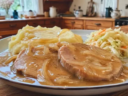 Schab w sosie własnym – prosty przepis na soczyste mięso