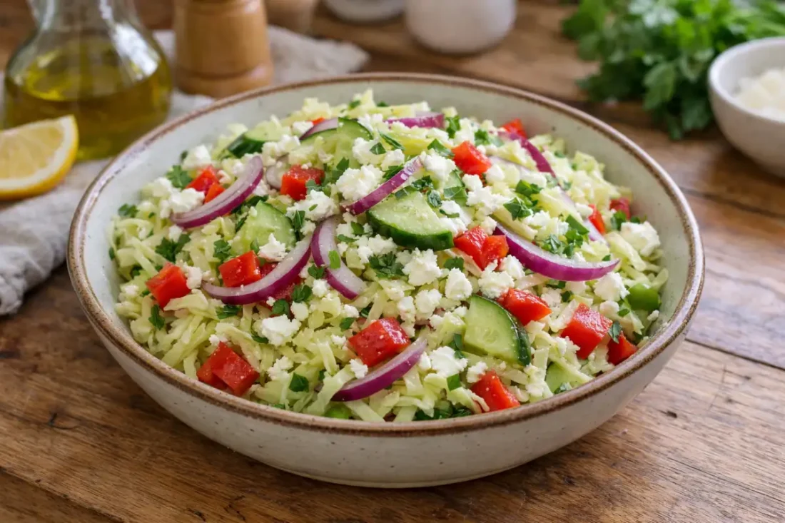Surówka z młodej kapusty po grecku – prosty przepis na chrupiący dodatek