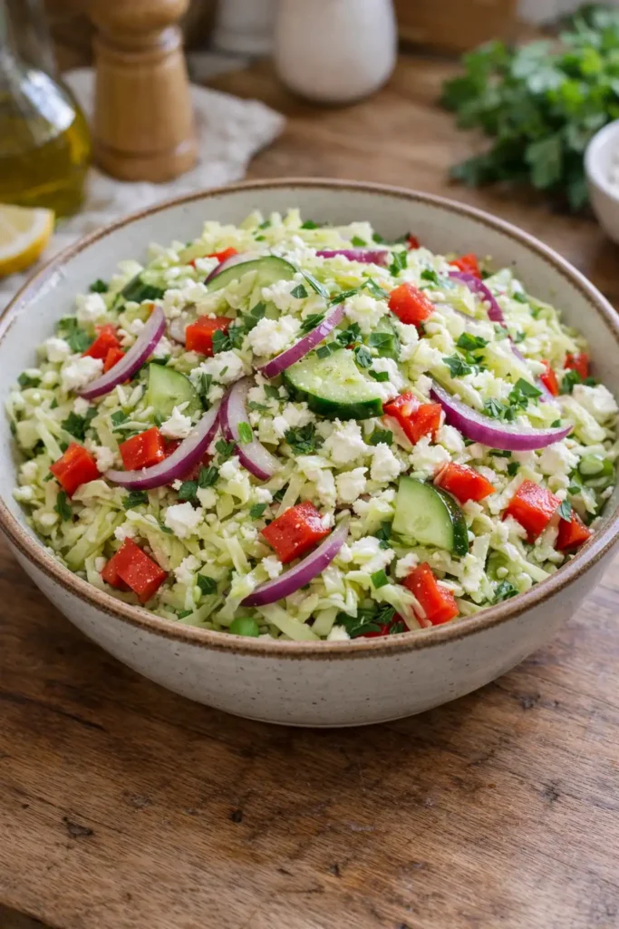 Surówka z młodej kapusty po grecku – prosty przepis na chrupiący dodatek