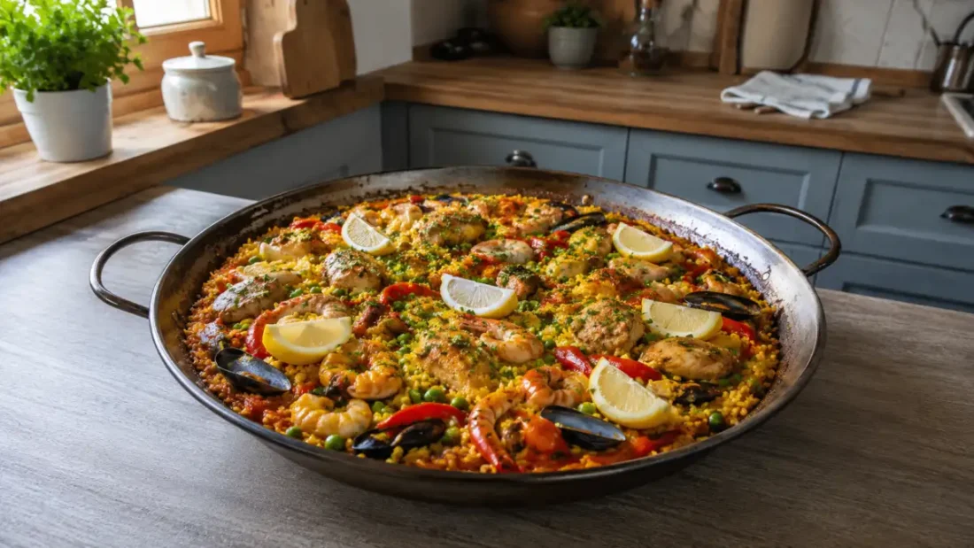 Paella – prosty przepis na hiszpańskie danie z ryżem, kurczakiem i owocami morza