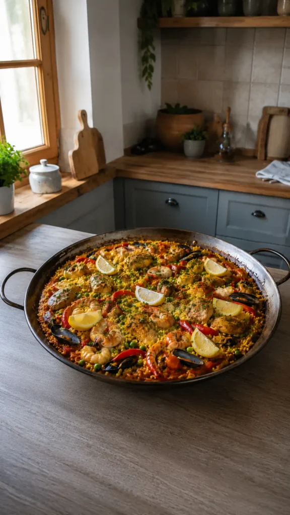 Paella – prosty przepis na hiszpańskie danie z ryżem, kurczakiem i owocami morza