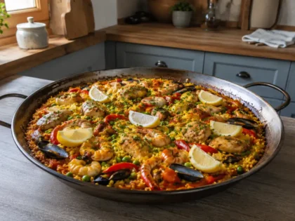 Paella – prosty przepis na hiszpańskie danie z ryżem, kurczakiem i owocami morza