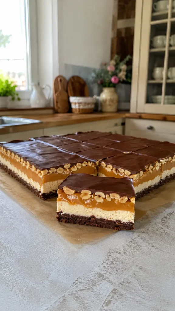 Snickers bez pieczenia – prosty przepis na pyszne ciasto z karmelem i orzeszkami