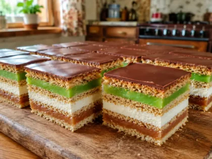 Ciasto Symfonia – przepis na efektowne ciasto z jabłkami, budyniem i czekoladą