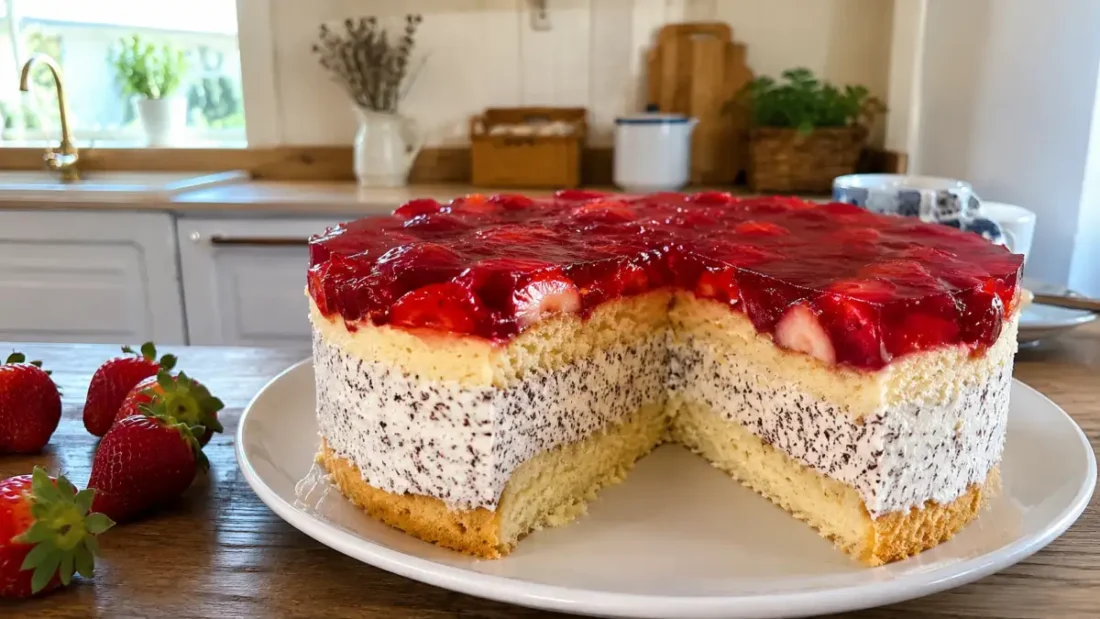 Tort straciatella z truskawkami – prosty przepis na lekki tort z kremem i galaretką