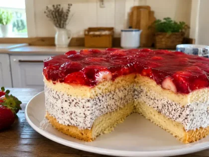 Tort straciatella z truskawkami – prosty przepis na lekki tort z kremem i galaretką