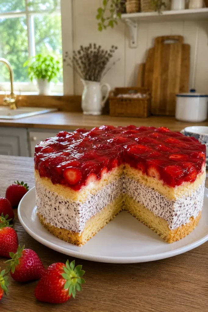 Tort straciatella z truskawkami – prosty przepis na lekki tort z kremem i galaretką