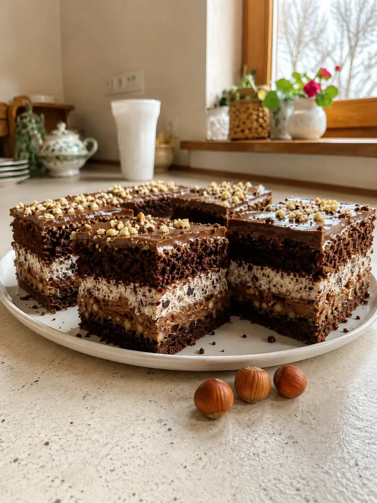Ciasto Ferrero Rocher – efektowny przepis z kremem czekoladowym i straciatella