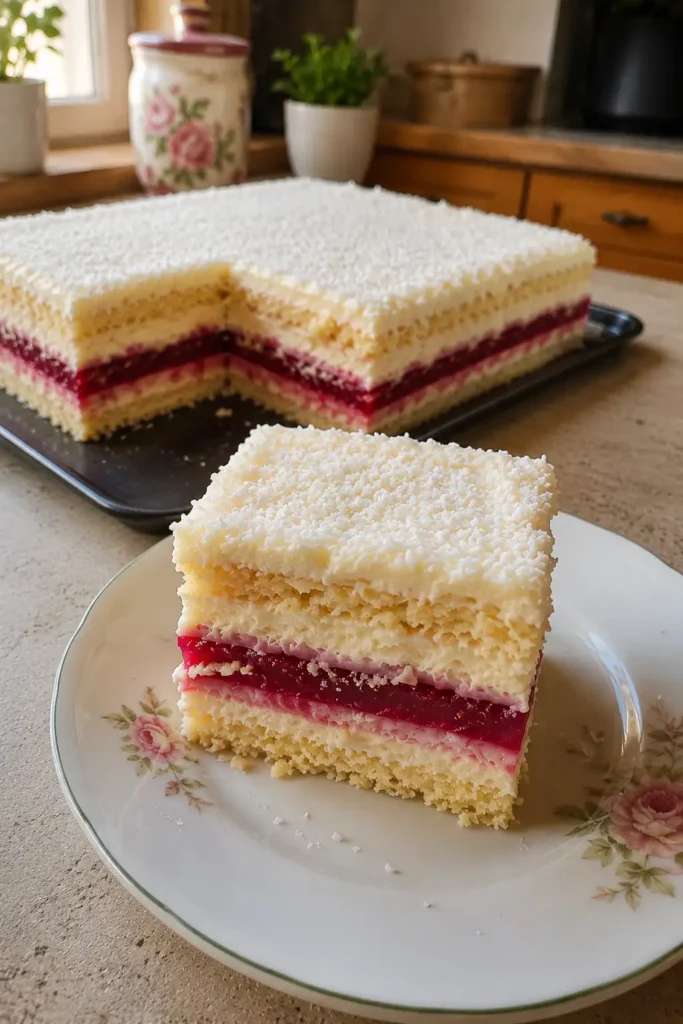 Ciasto Raffaello z malinową żelką – prosty przepis na efektowny deser