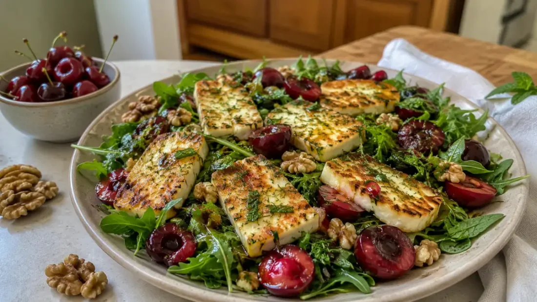 Sałatka z czereśniami i halloumi – prosty przepis na lekki i wyrazisty posiłek