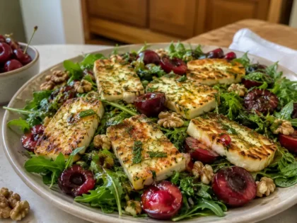 Sałatka z czereśniami i halloumi – prosty przepis na lekki i wyrazisty posiłek