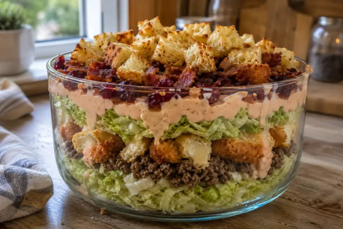 Warstwowa sałatka burger drwala – sycący przepis krok po kroku