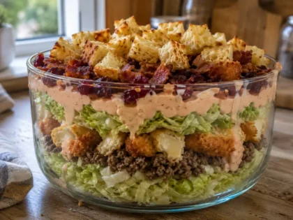 Warstwowa sałatka burger drwala – sycący przepis krok po kroku