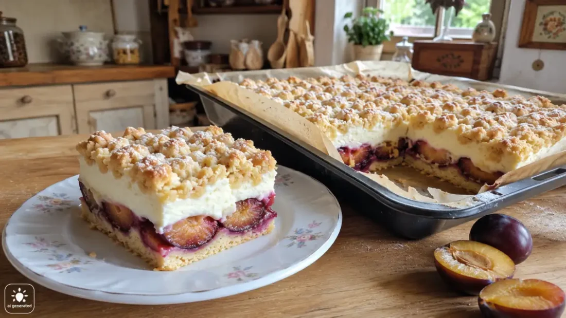 Ciasto ze śliwkami i pianką budyniową – prosty przepis