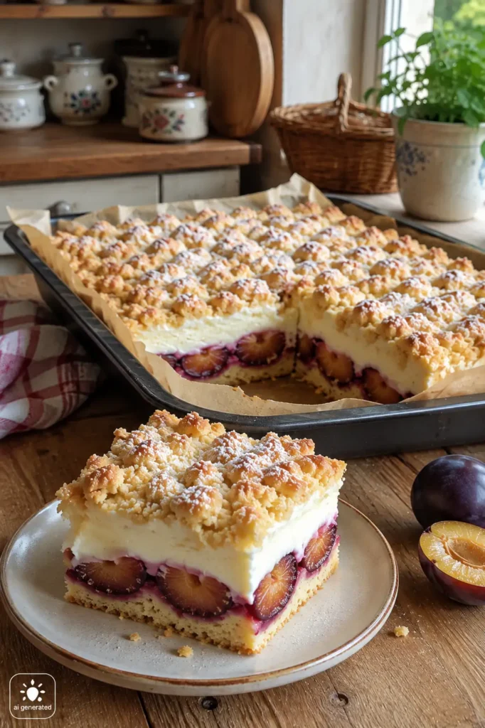 Ciasto ze śliwkami i pianką budyniową – prosty przepis