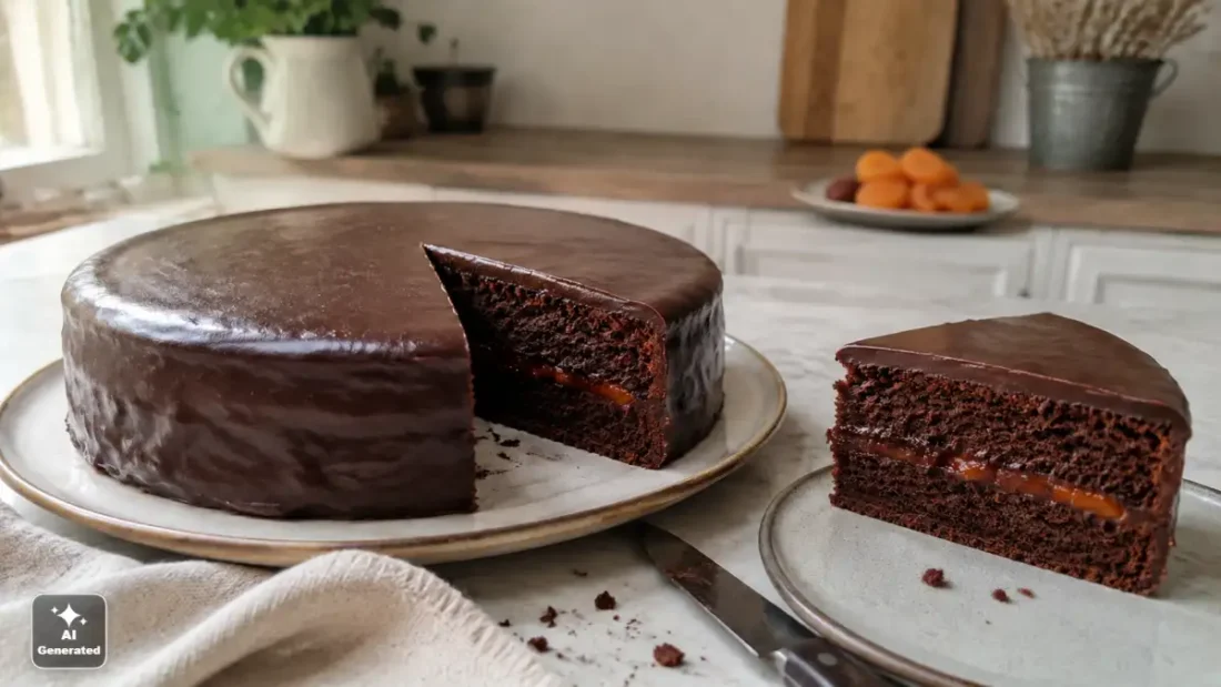 Tort Sachera (Sachertorte) – klasyczny przepis na wilgotny tort czekoladowy z morelami
