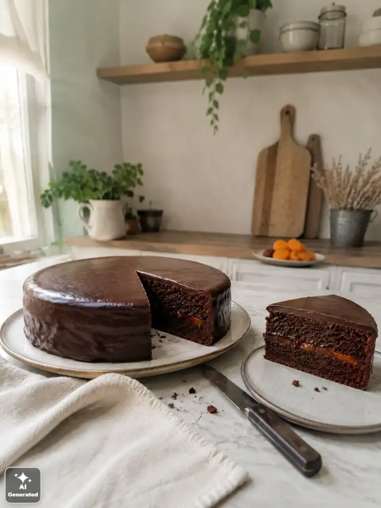 Tort Sachera (Sachertorte) – klasyczny przepis na wilgotny tort czekoladowy z morelami